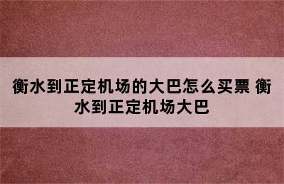 衡水到正定机场的大巴怎么买票 衡水到正定机场大巴